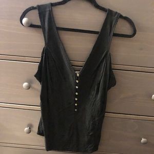 FREE PEOPLE BUTTON DOWN FITTED TANK TOP